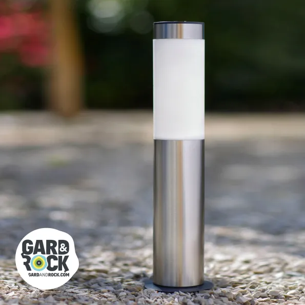 Borne solaire inox LED, mini lampadaire extérieur étanche pour jardin ou terrasse