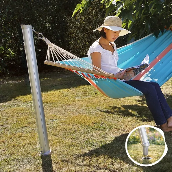Base d’ancrage Gard&Rock pour fixation de hamac, support discret et stable pour détente jardin