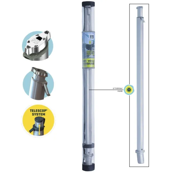 Poteaux voile d'ombrage Gard&Rock avec housse de protection
