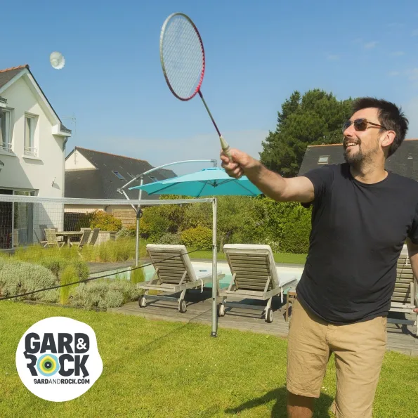 Poteaux pour badminton au jardin Gard&rock, réglables en hauteur pour jeu en plein air