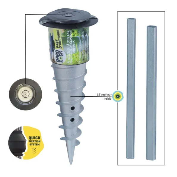 Détails des accessoires vendus avec la base d'ancrage