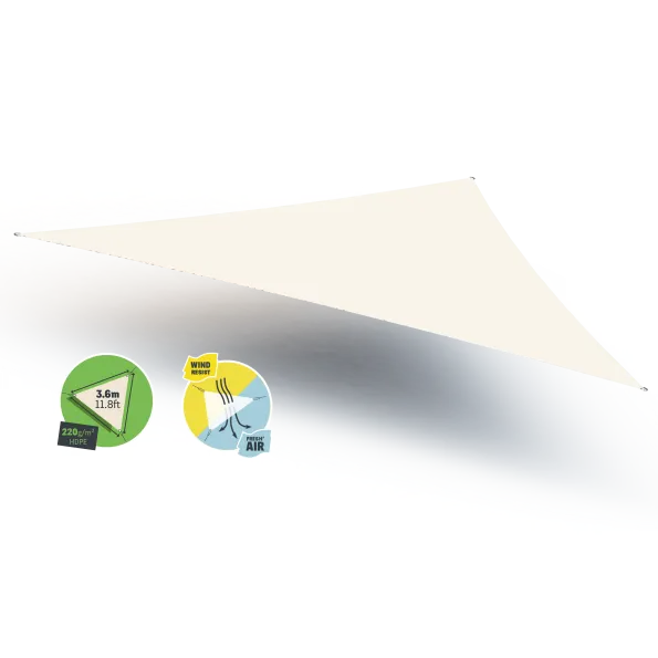 VOILE D'OMBRAGE (Forme & Taille: Triangle 3.6*3.6*3.6m, Couleur: Ivoire)