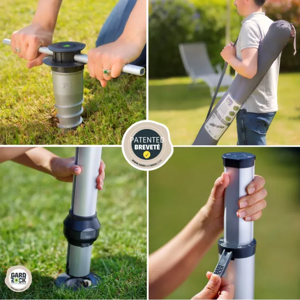 Poteaux télescopiques tennis, badminton, volley-ball à clipser au sol Gard&Rock