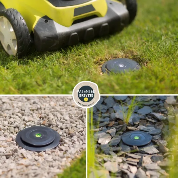 Base d’ancrage Gard&Rock affleurante au sol, fixation parasol sans obstacle pour tonte