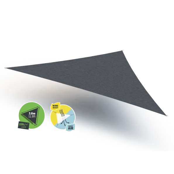 VOILE D'OMBRAGE (Forme & Taille: Triangle 3.6*3.6*3.6m, Couleur: Graphite)