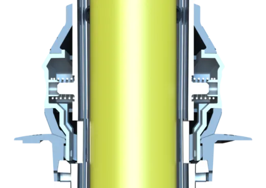 schéma en coupe montrant un mécanisme robuste avec matériaux épaissis, conception optimisée pour durabilité et solidité