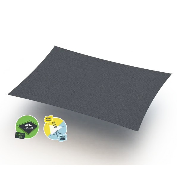 VOILE D'OMBRAGE (Forme & Taille: Rectangle 4*3m, Couleur: Graphite)