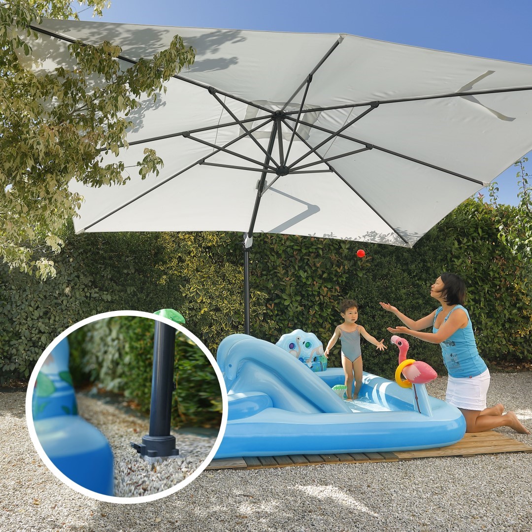 Pied de parasol à piquet pour pelouse, support de parasol extérieur,  bouchon de base de parasol (support de pic pour plage, pêche, jardin)